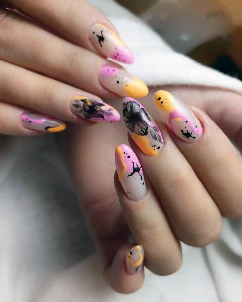 Spring Colored Nails With Butterfly Women