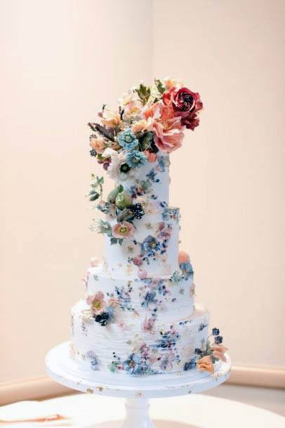 Spring Flower Art On Cake Wedding