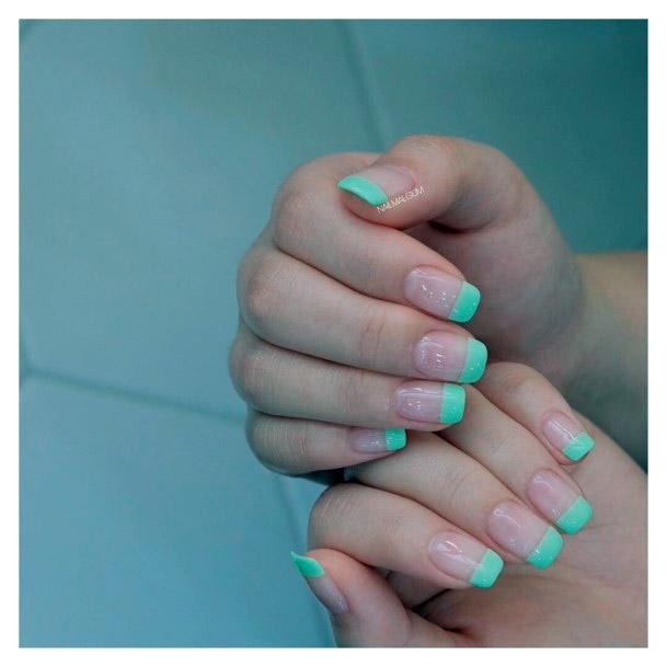 Spring Green Tipped Nails Women