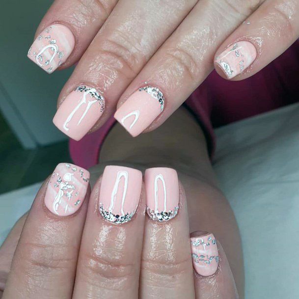 Spring Nails With Silver Borders Women