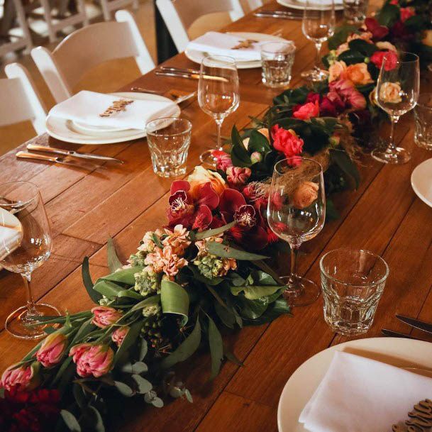 Spring Red Flowers With Lush Green Wedding