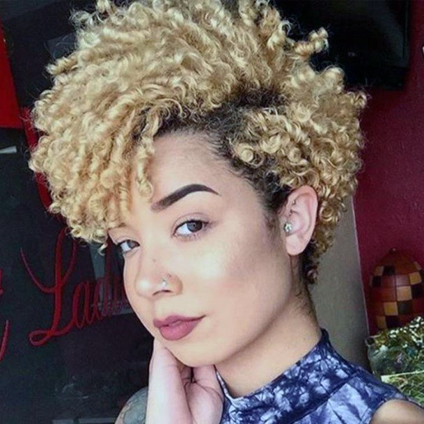 Springing Blonde Curly Hairstyles For Black Women