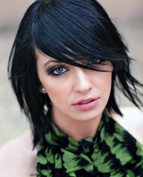 Spunky Short Dark Bob Hairstyle Ideas With Fringe For Females