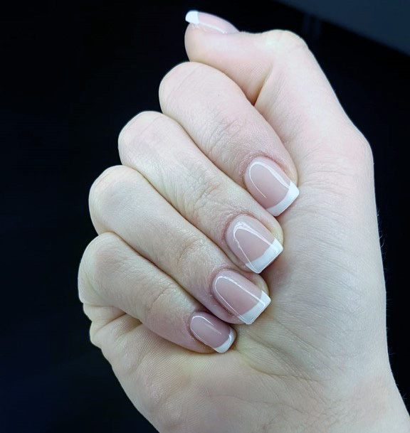 Square French Manicure Design On Nails