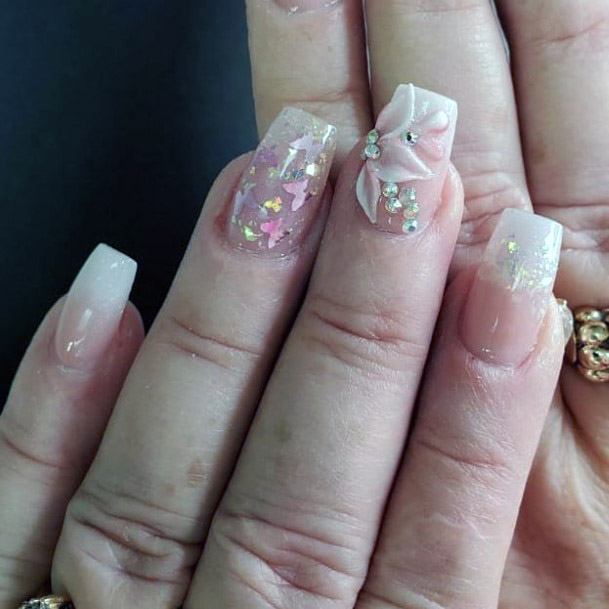 Square Nails With Diamonds Women