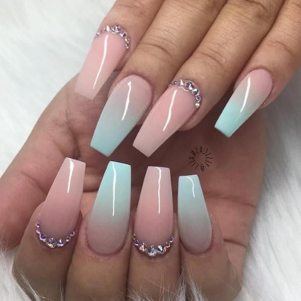 Square Ombre Nails Feminine Ideas