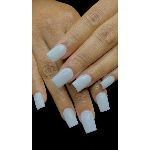 Square Pure White Gel Nail For Women