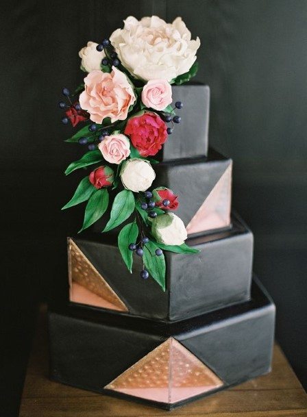 Square Shaped Black Wedding Cake