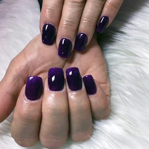 Square Shaped Dark Purple Nails Women