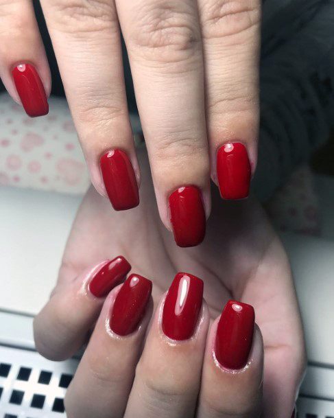 Square Shaped Red Attractive Nails