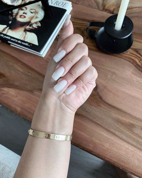 Square White Gel Nails Women