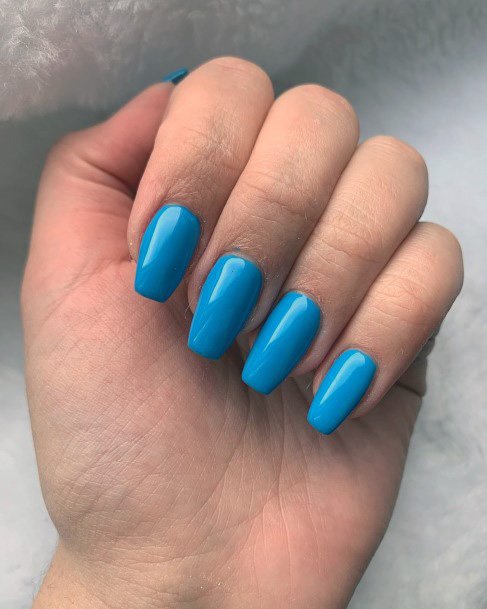 Squoval Blue Nails Women