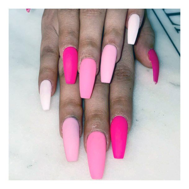 Squoval Pink Hued Nails Matte Women