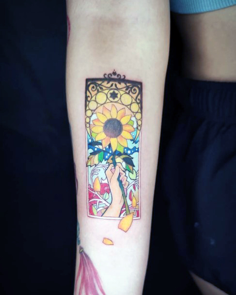 Stained Glass Female Tattoo Designs