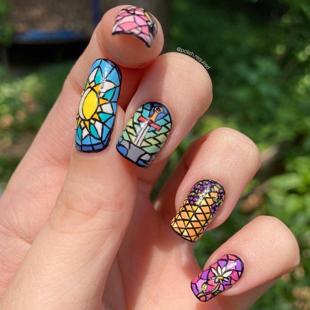 Stained Glass Girls Nail Ideas