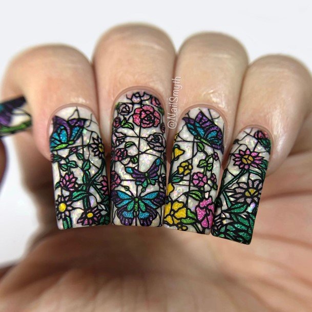 Stained Glass Womens Nail Designs