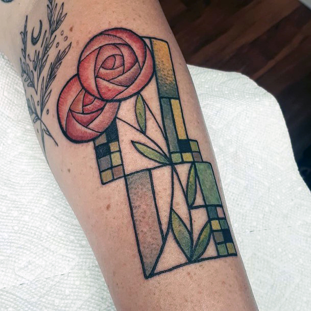 Stained Glass Womens Tattoo Designs