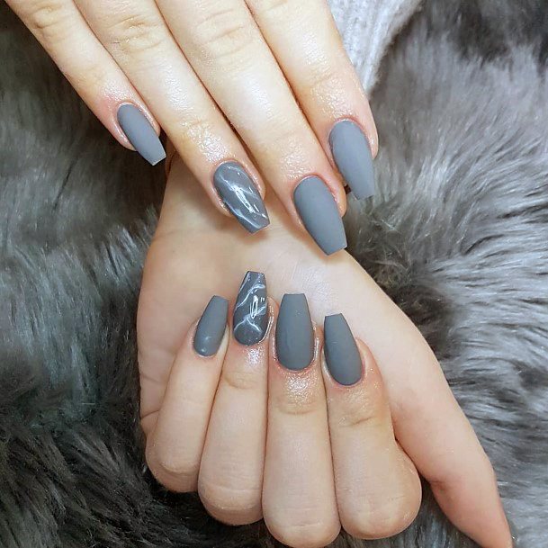 Stale Grey Matte Nails Women