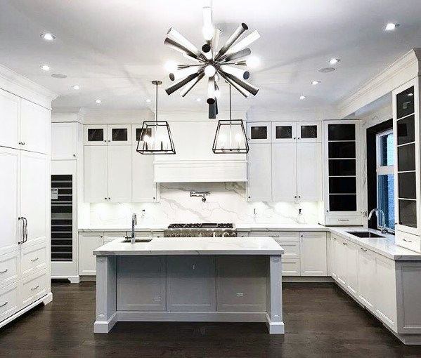 Star Chandelier With Large Pendants Over Island Ideas For Kitchen Lighting