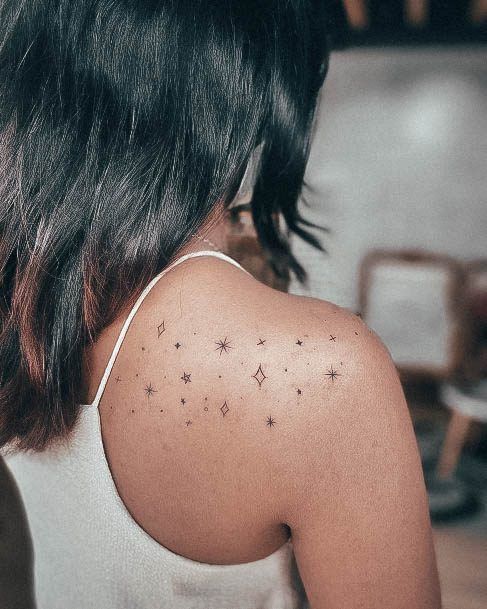 Star Girls Tattoo Ideas Back Shoulder