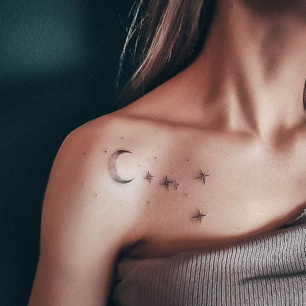 Star Womens Tattoos Collar Bone