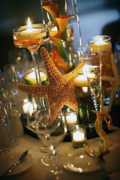 Starfish And Candlelight Centerpieces Beach Wedding Ideas