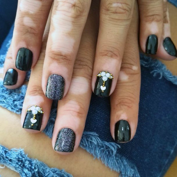 Starry Black Charming Nails Women