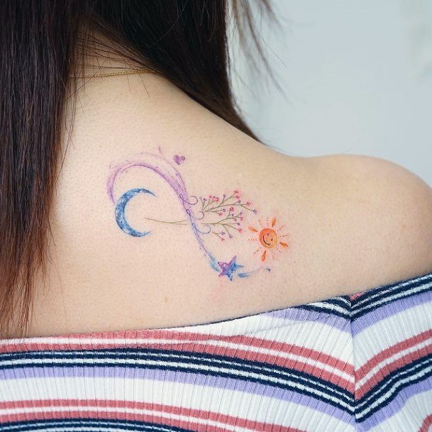 Starry Sun And Moon Infinity Tattoo Women