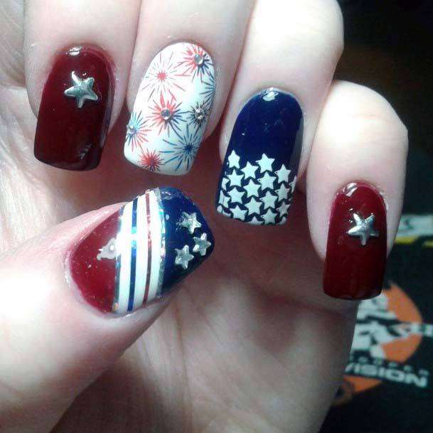 Stars And Stones 4th Of July Nails