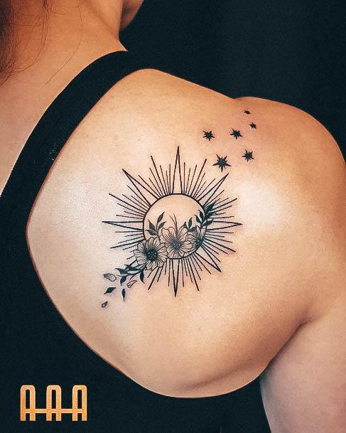 Stars Girls Tattoo Ideas Shoulder Blade Moon