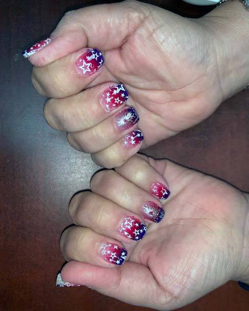 Stars On Ombre Nails 4th Of July