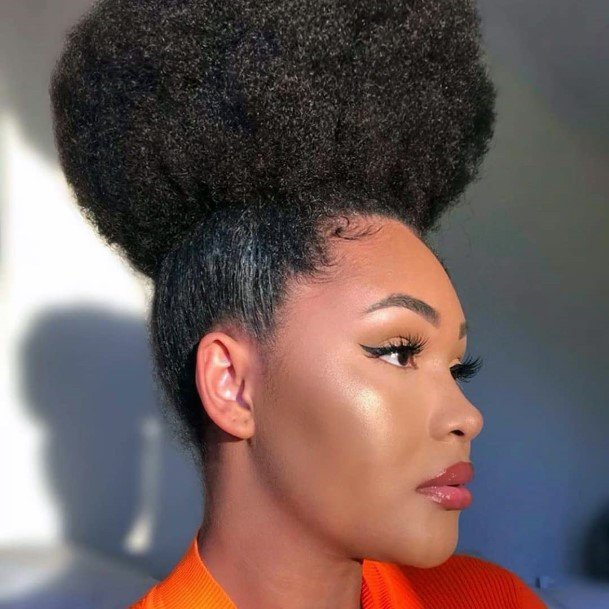 Statement Top Knot Afro Hairstyles For Black Women