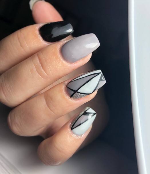 Stellar Body Art Nail For Girls Black And Grey