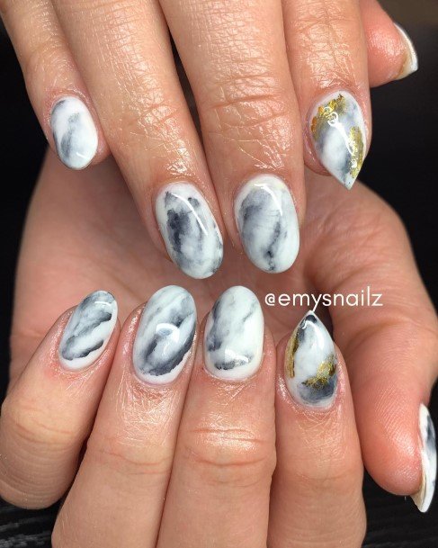 Stellar Body Art Nail For Girls Black And White Marble