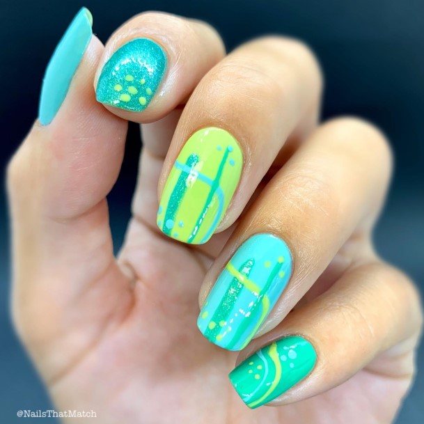 Stellar Body Art Nail For Girls Blue And Green