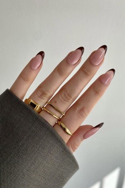 Stellar Body Art Nail For Girls Brown French Tip