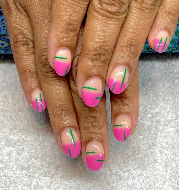 Stellar Body Art Nail For Girls Green And Pink