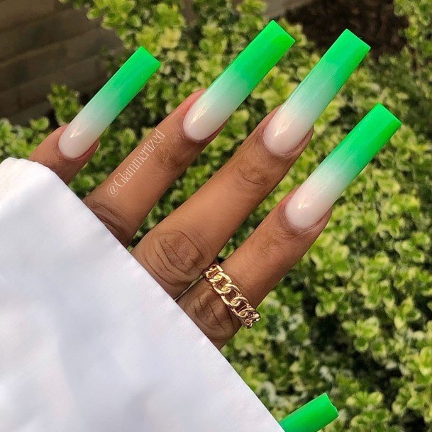 Stellar Body Art Nail For Girls Green Ombre