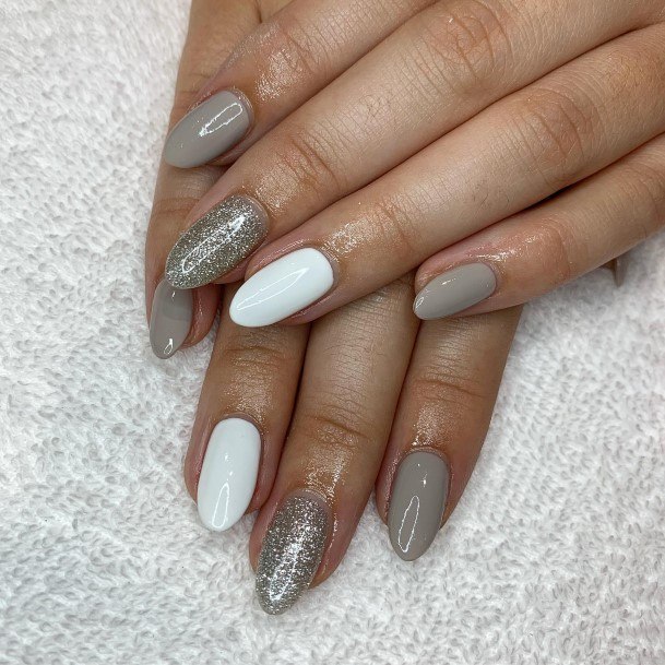 Stellar Body Art Nail For Girls Grey And White