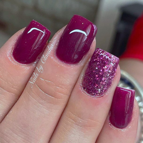 Stellar Body Art Nail For Girls Maroon Glitter