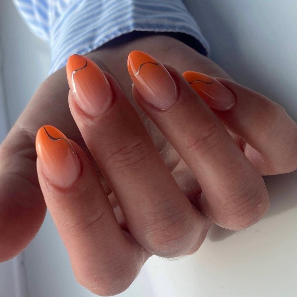 Stellar Body Art Nail For Girls Orange Ombre