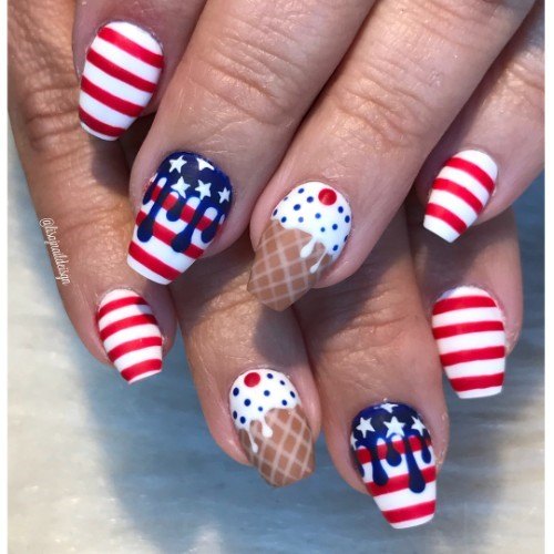 Stellar Body Art Nail For Girls Red And Blue