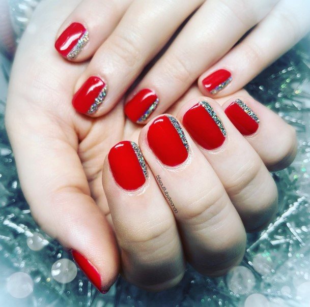 Stellar Body Art Nail For Girls Red And Silver