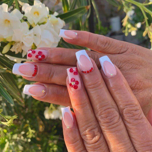 Stellar Body Art Nail For Girls Red And White