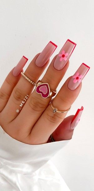 Stellar Body Art Nail For Girls Red French Tip