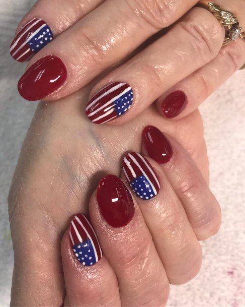 Stellar Body Art Nail For Girls Red White And Blue