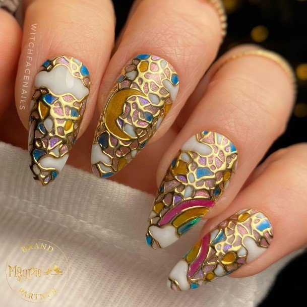Stellar Body Art Nail For Girls Stained Glass