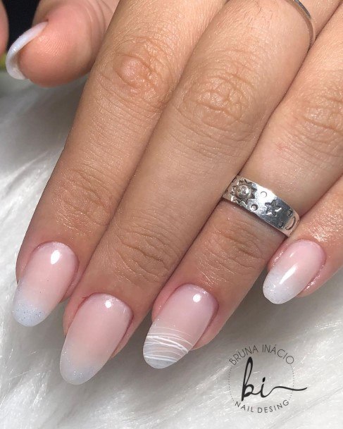 Stellar Body Art Nail For Girls White Almond Shaped