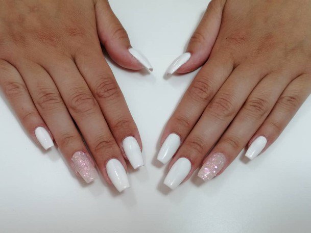 Stellar Body Art Nail For Girls White Square