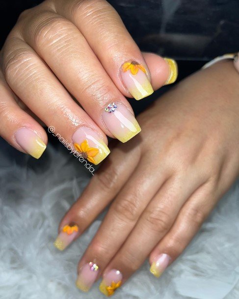 Stellar Body Art Nail For Girls Yellow With Diamonds